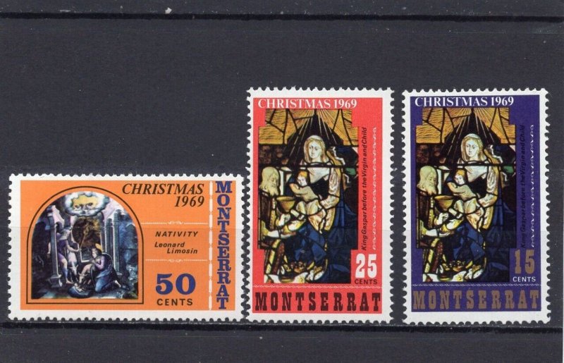 MONTSERRAT 1969 CHRISTMAS PAINTINGS SET OF 3 STAMPS MNH