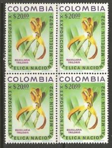 COLOMBIA 807 MNH BLOCK OF 4 FLOWER [D1]