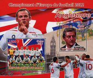 Wayne Rooney Stamp Soccer European Championship 2012 England Sov. Sheet of 2 MNH