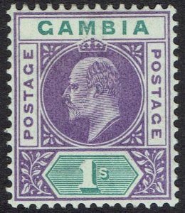 GAMBIA 1902 KEVII 1/- WMK CROWN CA