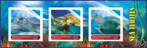 Stamps. Sea Turles 2021 year 1+1 sheets perforated Mozambique