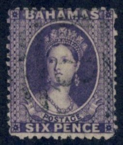 BAHAMAS 1862, SC 10/SG 19,  RARE PERF 13, sml flt scv $600.00  *Bay Stamps*