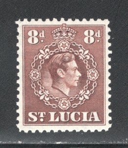 St. Lucia, Scott #120   VF/XF, Unused, George VI,  OG, VLH, CV $2.75 ... 6010233