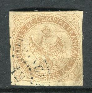 FRANCE;  COLONIES 1859 classic Eagle Imperf issue used 10c. value