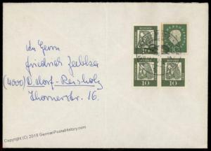 Germany 1962 Heuss Duerer Postal Card Indicia Cutout Used On Cover 71072