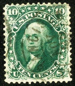 US Stamps # 62b VF Used Deep Color Light Cancel Scott Value $1,600.00 