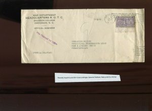 1933 WAR DEPT ROTC DAVIDSON COLLEGE O.B. PENALTY INDICIA SPECIAL DELIVERY COVER