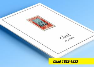 COLOR PRINTED CHAD 1922-1933 STAMP ALBUM PAGES (6 illustrated pages)