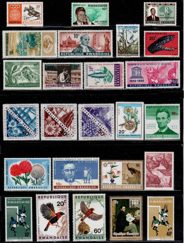 Rwanda ~ Group of 25 Different Stamps ~ Unused, MX