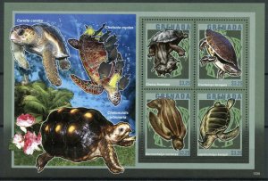 Grenada Turtles Stamps 2013 MNH Reptiles Turtle Mata Mata Jamaican Slider 4v M/S