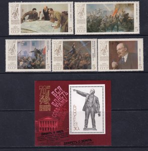 Russia 1987 Sc 5591-6 October Revolution Painting Russian Artist Stamp SS MNH DG