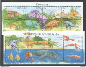 Liberia Fauna Prehistoric Animals Dinosaurs Of Land & Sea 2Kb ** Nw0499