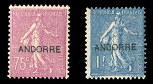 Andorra (French) #14-15 (YT 17-18) Cat€163, 1931 75c and 90c, never hinged,...