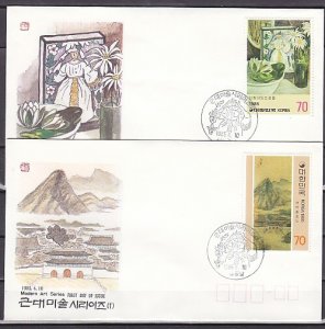 South Korea, Scott cat. 1401-1402. Modern Art issue. First day cover. ^