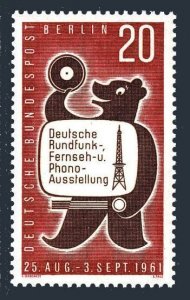 Germany-Berlin 9N195 two stamps, MNH. Mi 217. Radio-Television EXPO-1961. Bear.