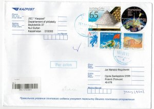 Kazakhstan 2020 Registered Cover to Poland Stamps Space Astronauts Olympics Spor