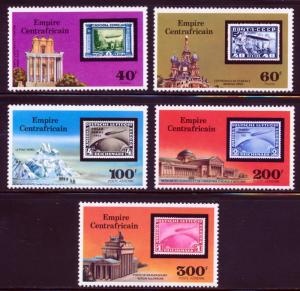 CENTRAL AFRICA 75TH ANNIV OF THE ZEPPELIN STAMP ON STAMP SCOTT 295-96,C184-86