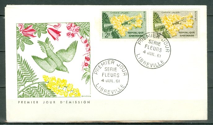 GABON 1961 FLOWERS #156x2 on NICE FDC