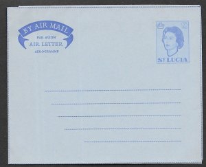 St. Lucia Aerogramme  QEII  6c 1965  - Type Scott #184 (1)  Mint