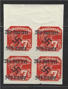 Wir Find Frei- Germany Occupation Of Czech Overprint Newspaper Block - (BN57)