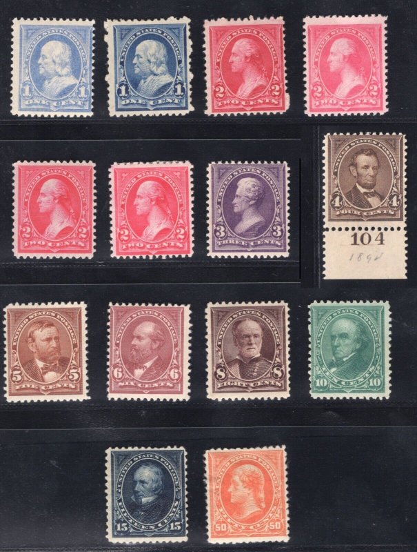 MOMEN: US STAMPS #246-247,249-250,252-260 MINT OG H/2NH(246,258) LOT #78323