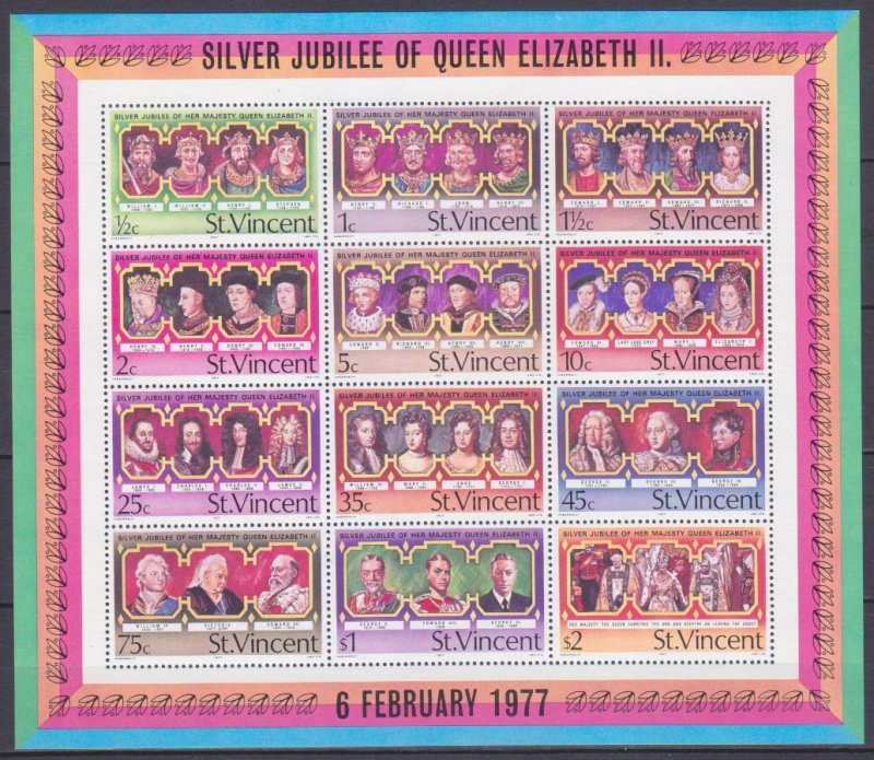 1977 St Vincent 459-470/B6 25th Anniversary Silver Anniversary of Queen Elizabet