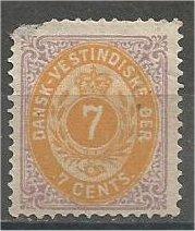 DANISH WEST INDIES, 1874, MNH 7o, Arms. Scott 9 Light damage