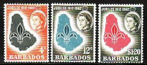 Barbados-Sc#254-6- id9-unused hinged QEII set-Boy Scouts-Maps-1962-