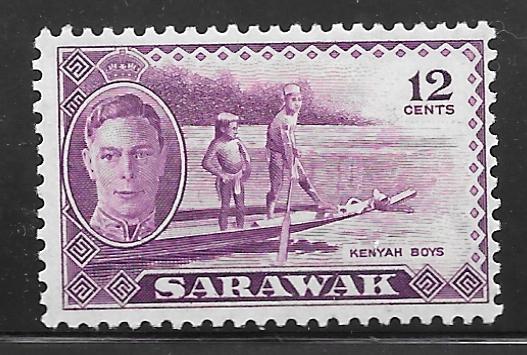 Sarawak 187: 12c Kenyah boys, MH, F-VF