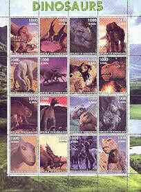 Somaliland 2001 Dinosaurs perf sheetlet #2 containing set...