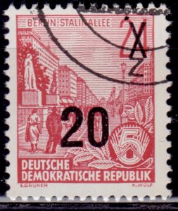 DDR, East Germany, 1954, Workers, overprint surcharge, 20pf on 24pf, used