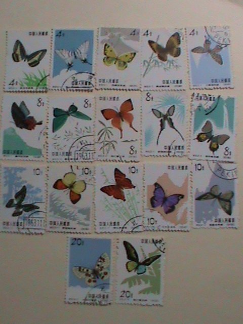 CHINA -STAMPS-1963-S56-SC#661-677 CHINA BUTTERFLIES STAMPS: CTO-NH SET OF 17