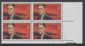 US 3104 F Scott Fitzgerald Plate Block MNH VF