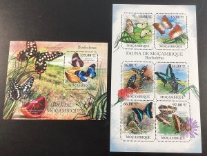 Mozambique #2367, 2397 Mint Butterflies