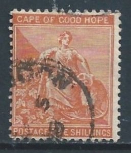 Cape Of Good Hope #53 Used 5sh Hope & Symbols of Colony w/o Frame Line - Wm...