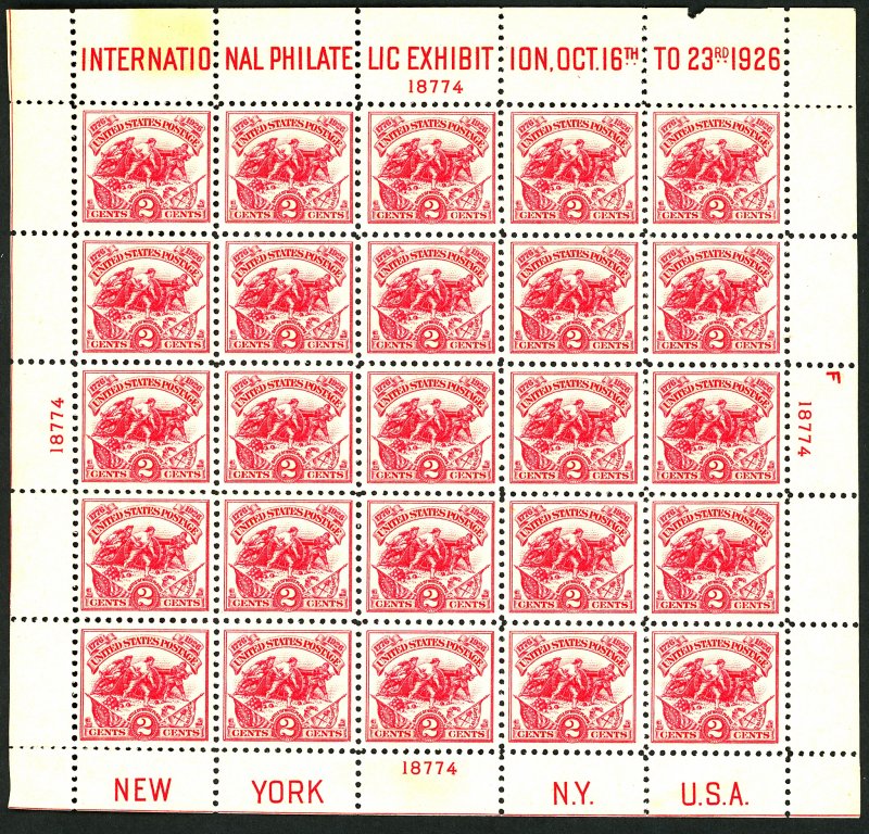 U.S. #630 MINT PL# BLOCK OF 25 OG NH