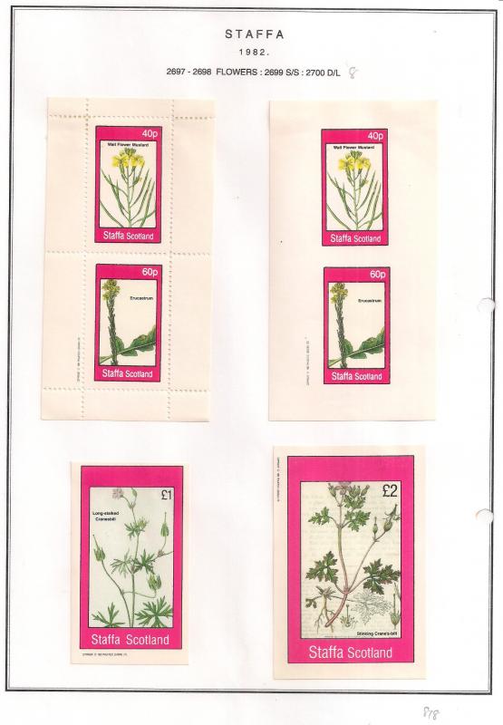 SCOTLAND - STAFFA - 1982 - Flowers #8 - Perf, Imperf 2v, Souv, D/L Sheets - MLH