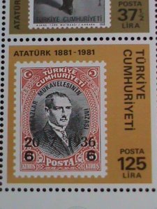 TURKEY STAMP:1981 SC#2194- CENTENARY OF KEMAL ATATURK MNH S/S SHEET VERY FINE