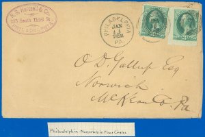 JAN 13 1873c Philly Cds, R.S. HARTZELL & CO C/C, 7 Rings Fancy Cancel, #158 x2