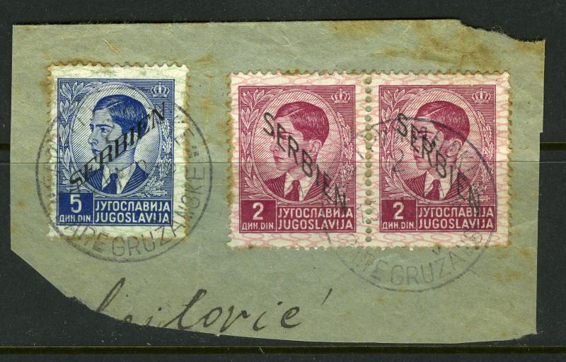 German Occupation of Serbia, 1941, Michel # 35 (2) and 38 on clipping