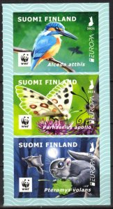 Finland 2021 Europa CEPT WWF Birds Butterflies Squirrels Set of 3 MNH