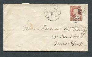 Postal History - Flint MI 1861 Double Ring Circular Grid CDS #26 Cover B0214