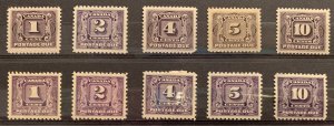 Canada #J1 to J10 Mint VF / XF NH Set C$1220.00