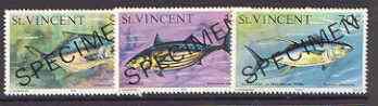 St Vincent 1975-76 Fish the 3 values issued in 1976 (15c,...