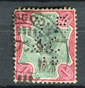 INDIA; 1890s early QV issue fine used value + good PERFIN