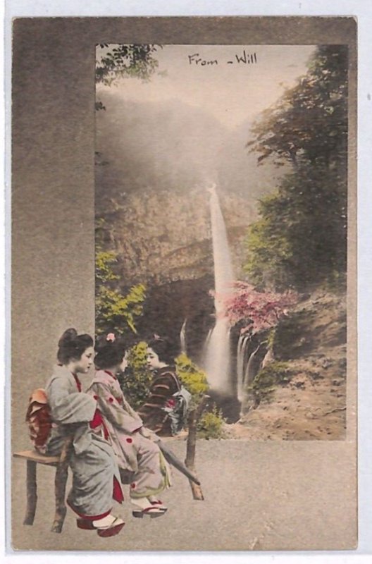 JAPAN Postcard *Sannomiya* Waterfall PPC 1904 London {samwells-covers}PJ180