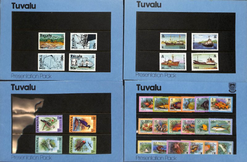 Tuvalu Post Office Presentation Packs, 21 Different, #38-150, 1970-1981 Mint NH