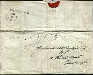 GB SCOTLAND 1830 Entire ex CREETOWN to Edinburgh - high rate 3/9½d.........21583 