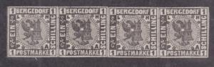 Bergedorf Sc 2 MNH. 1861 1s black Coat of Arms Strip of 4, VF