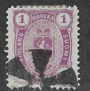 Finland Sc #30 1m purple  perf 12 1/2  used with cork cancel  VF